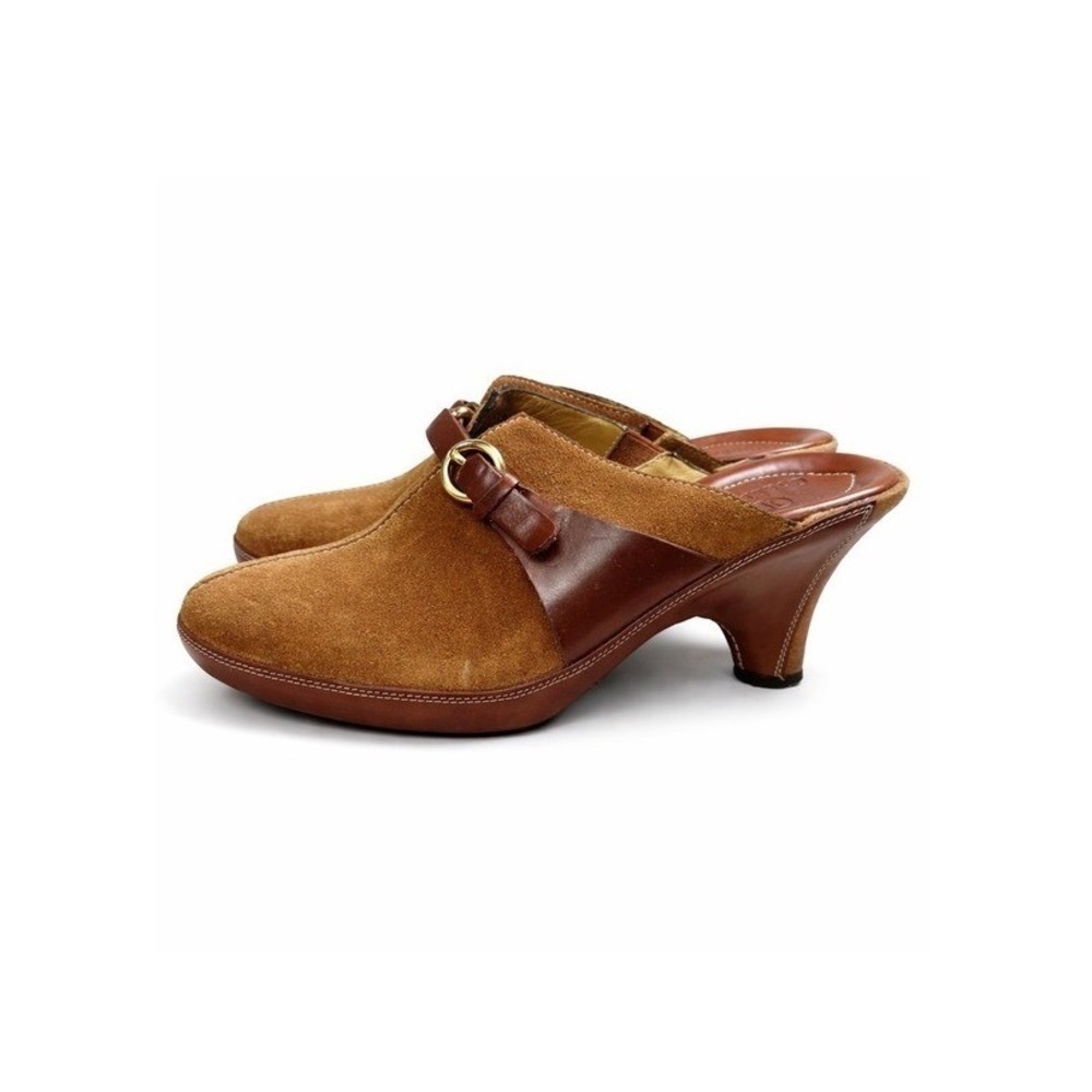 Y2K Cole Haan Brown Suede Horsebit Mule Heels Women's‎ 7B